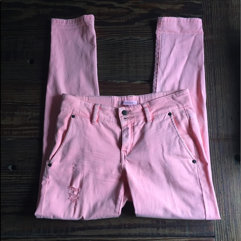 BCBGeneration Distressed Pink Skinny Jeans